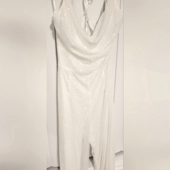 Lulu's White Sequin Jumpsuit - Picture 2 of 3